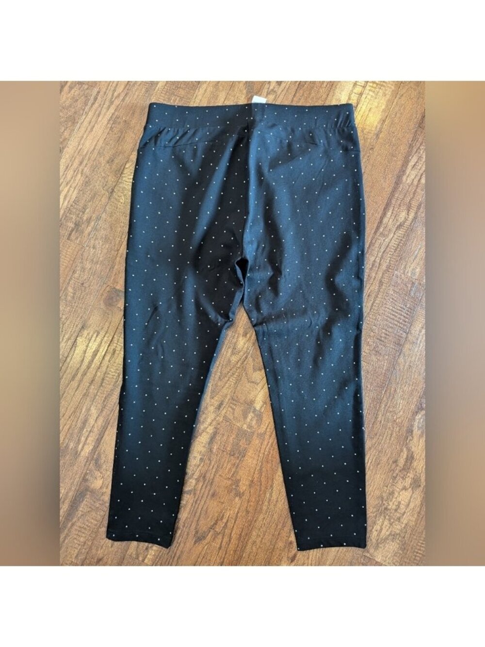Carmen Marc Valvo 2X Black Silver polka dot Pull On Ankle Pants pixie pants - Picture 6 of 12